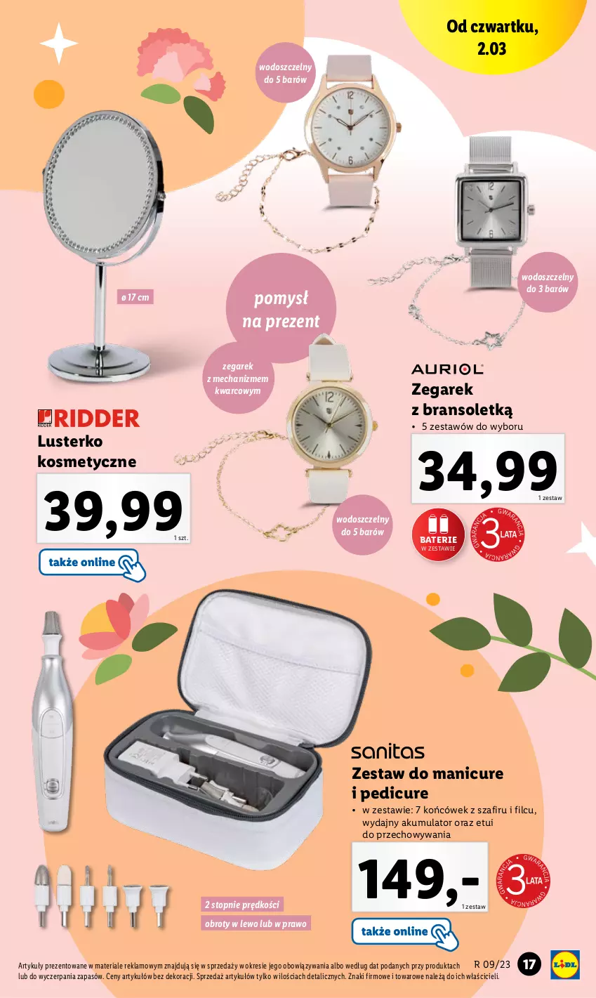 Gazetka promocyjna Lidl - GAZETKA - ważna 27.02 do 04.03.2023 - strona 17 - produkty: Akumulator, Lusterko kosmetyczne, Manicure i pedicure, Top, Zegar, Zegarek