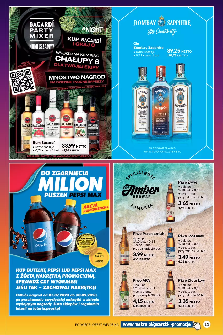 Gazetka promocyjna Makro - Summer Drinks 2023 - oferta z alkoholem - ważna 11.07 do 07.08.2023 - strona 11 - produkty: Gin, Piwo, Rum