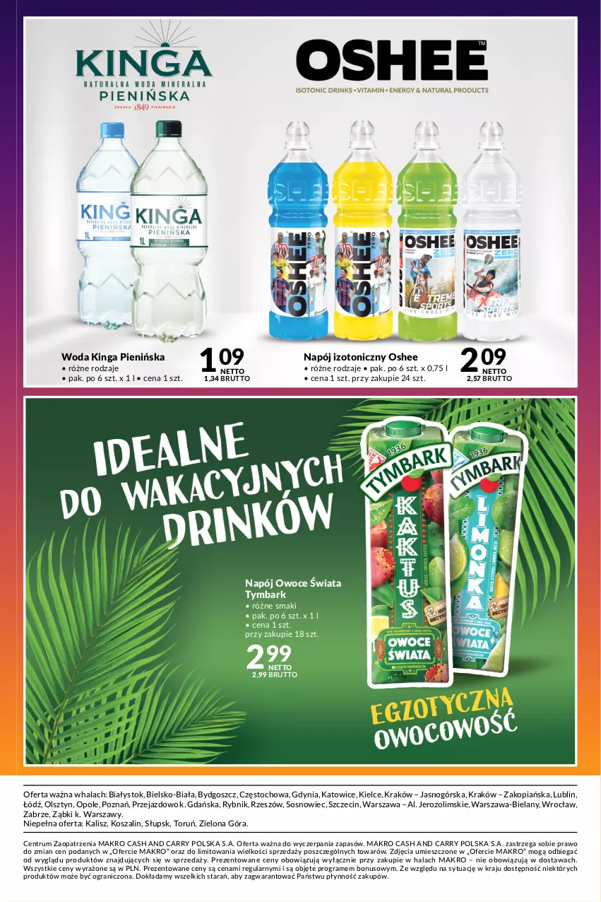 Gazetka promocyjna Makro - Summer Drinks 2023 - oferta z alkoholem - ważna 11.07 do 07.08.2023 - strona 13 - produkty: Gra, Kosz, Napój, Napój izotoniczny, Oshee, Owoce, Rum, Sos, Szal, Tymbark, Woda