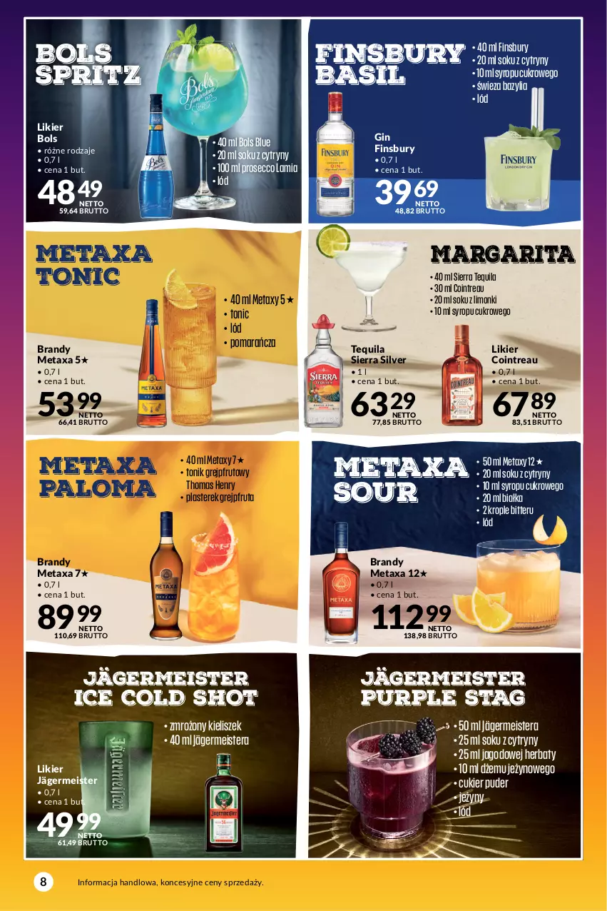 Gazetka promocyjna Makro - Summer Drinks 2023 - oferta z alkoholem - ważna 11.07 do 07.08.2023 - strona 8 - produkty: Bazyl, Bazylia, Bols, Brandy, Cukier, Cukier puder, Cytryny, Dżem, Gin, Grejpfrut, Jeżyny, Kieliszek, Likier, Metaxa, Prosecco, Puder, Pur, Sok, Syrop, Tequila, Tera, Tonik