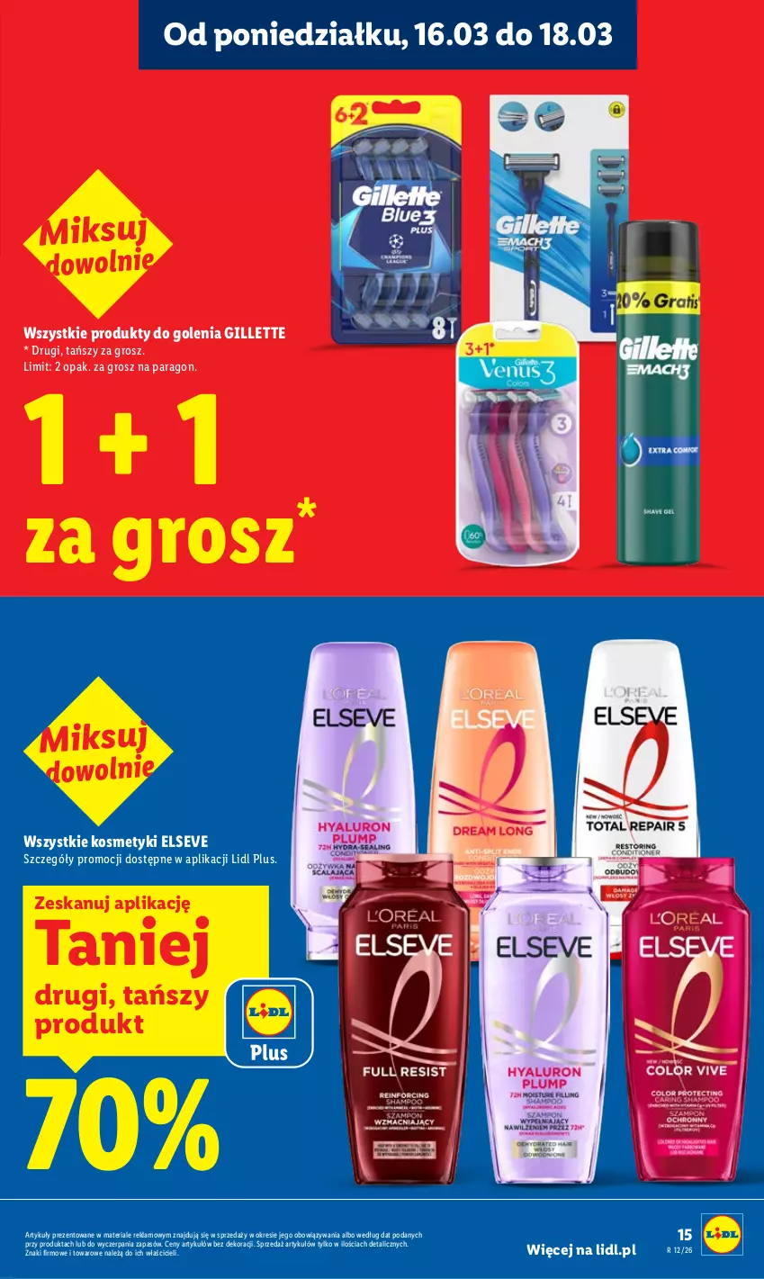 Gazetka promocyjna Lidl - Gazetka ważna od 16.03 do 18.03 - ważna 16.03 do 18.03.2026 - strona 15 - produkty: Elseve, Gillette