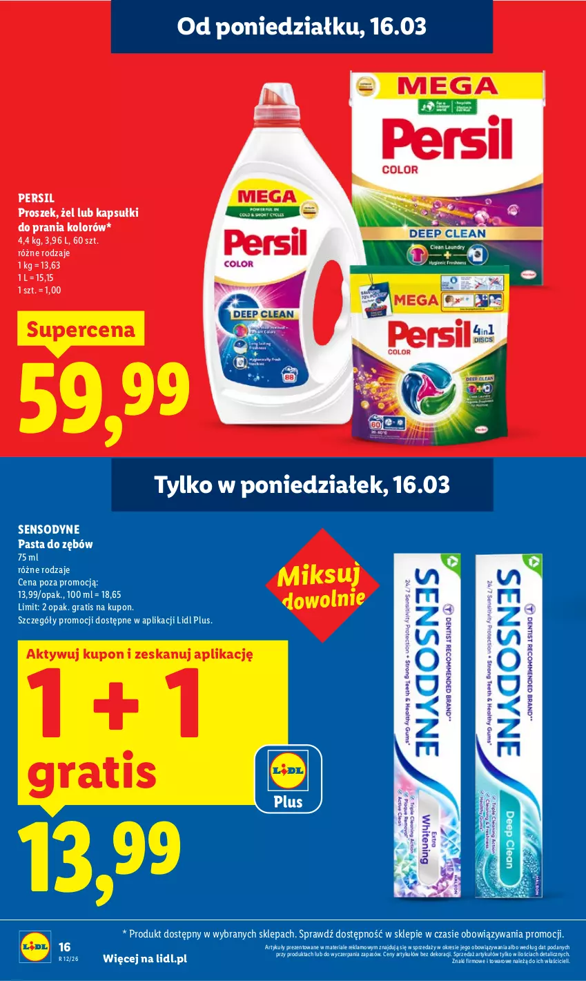 Gazetka promocyjna Lidl - Gazetka ważna od 16.03 do 18.03 - ważna 16.03 do 18.03.2026 - strona 16 - produkty: Gra, Kapsułki do prania, Pasta do zębów, Persil, Sensodyne