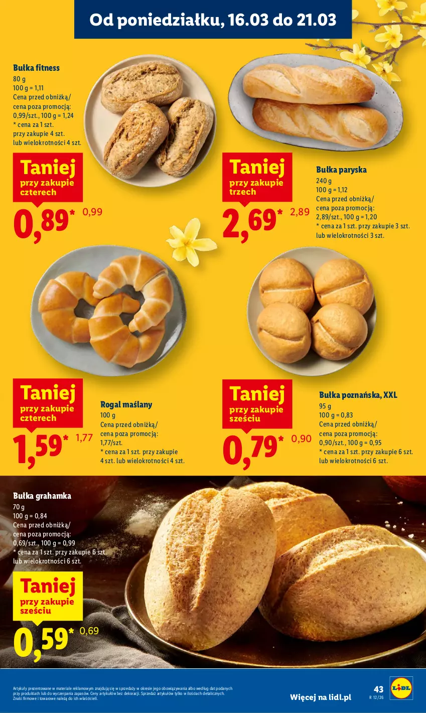 Gazetka promocyjna Lidl - Gazetka ważna od 16.03 do 18.03 - ważna 16.03 do 18.03.2026 - strona 45 - produkty: Bułka, Bułka fitness, Bułka grahamka, Gra, Rogal