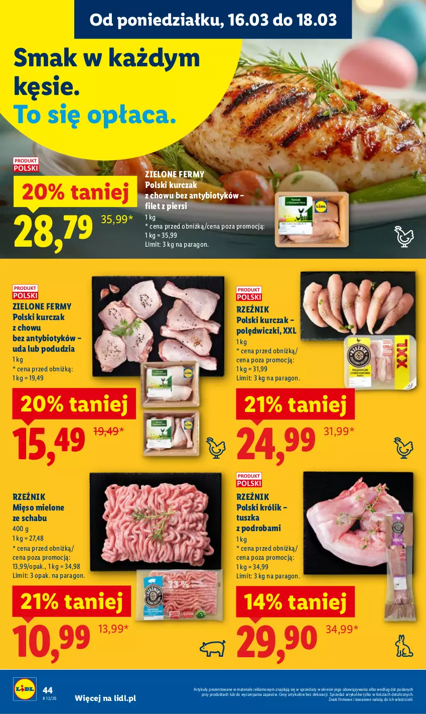 Gazetka promocyjna Lidl - Gazetka ważna od 16.03 do 18.03 - ważna 16.03 do 18.03.2026 - strona 46 - produkty: Królik, Kurczak, Mięso, Mięso mielone, Tusz
