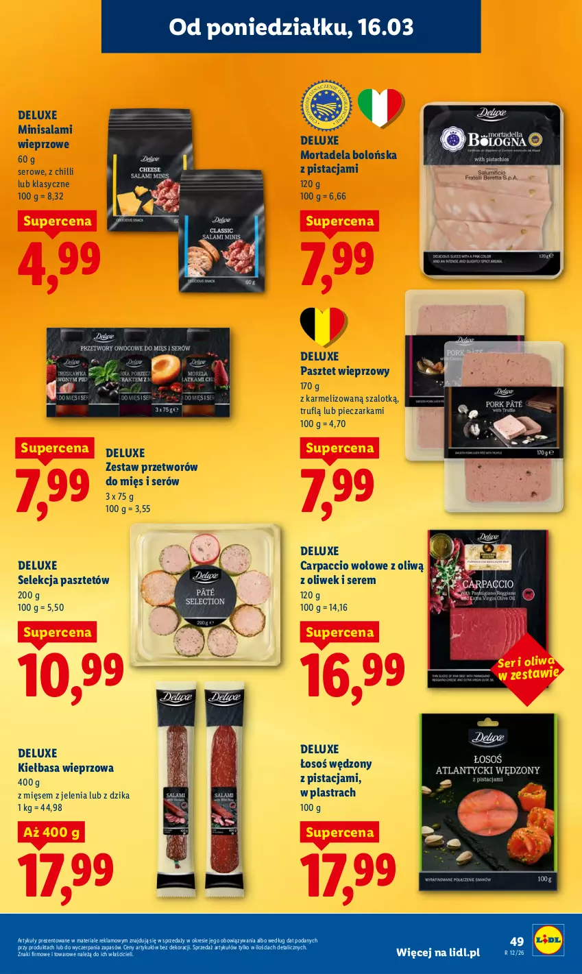 Gazetka promocyjna Lidl - Gazetka ważna od 16.03 do 18.03 - ważna 16.03 do 18.03.2026 - strona 51 - produkty: Carpaccio, Kiełbasa, Pasztet, Piec, Pieczarka, Salami, Ser, Szal