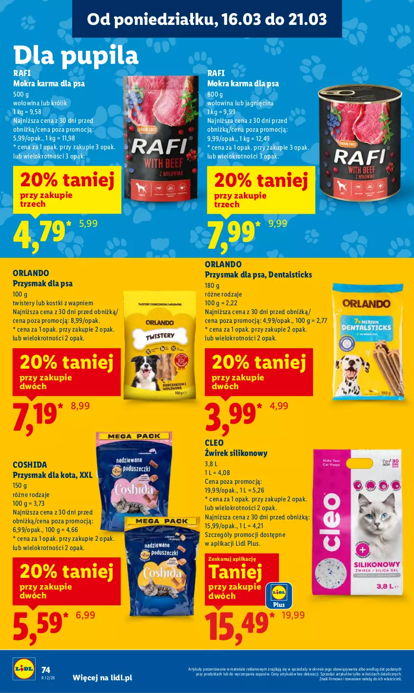 Gazetka promocyjna Lidl - Gazetka ważna od 16.03 do 18.03 - ważna 16.03 do 18.03.2026 - strona 76 - produkty: Królik, Mokra karma, Przysmak dla kota, Przysmak dla psa, Wołowina