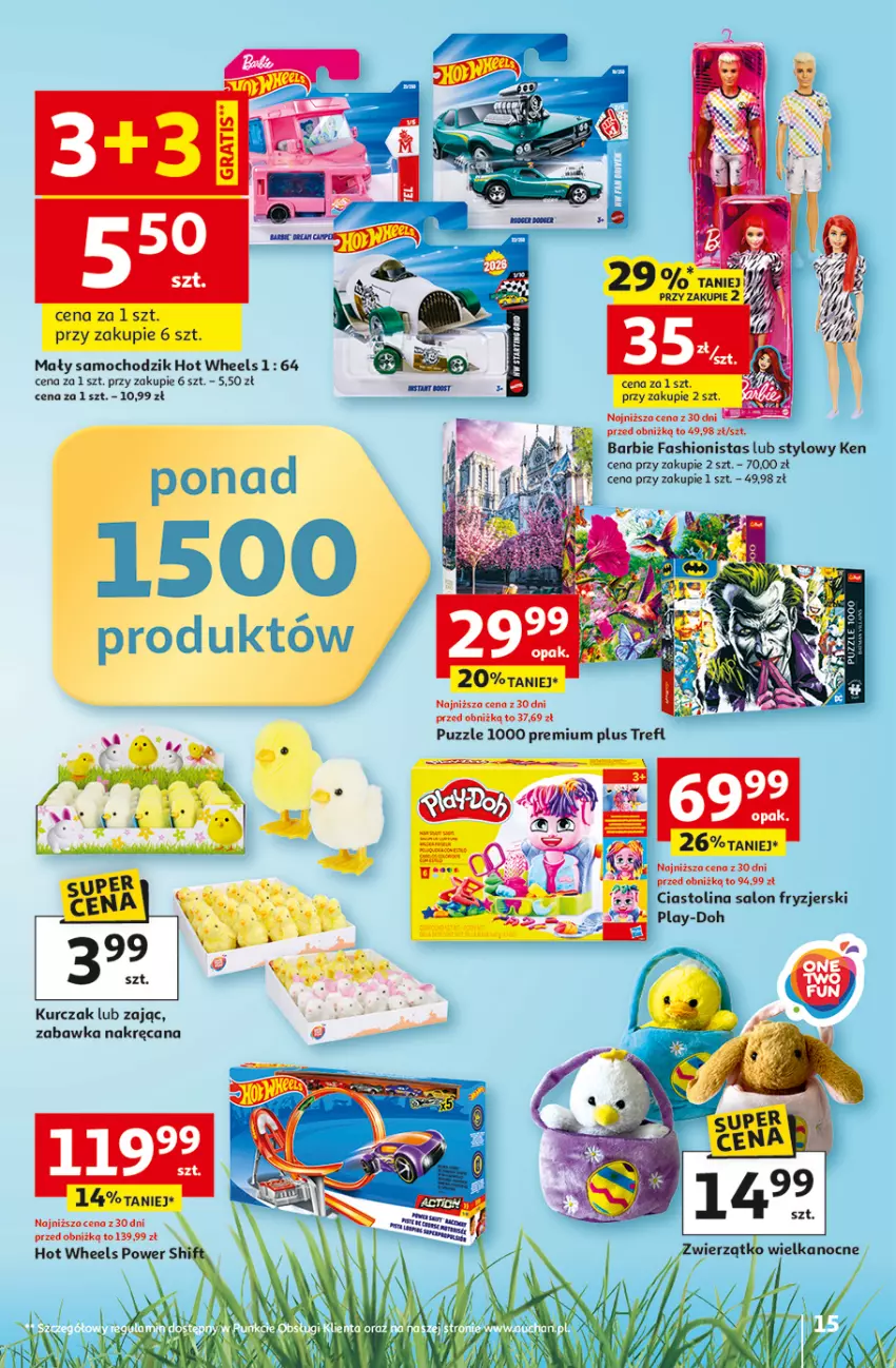 Gazetka promocyjna Auchan - Gazetka 30 Lat Hipermarket Auchan - ważna 12.03 do 18.03.2026 - strona 15 - produkty: Barbie, Chodzik, Fa, Hot Wheels, Kurczak, Play-Doh, Puzzle, Zabawka