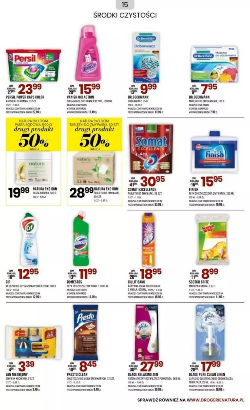 Gazetka promocyjna Drogerie Natura - ważna 03.10 do 16.10.2023 - strona 7 - produkty: Brit, Chusteczki, Cif, Domestos, Dres, Fa, Finish, Jan Niezbędny, Malm, Mleczko, Persil, Presto, Puf, Pur, Tablet, Vanish