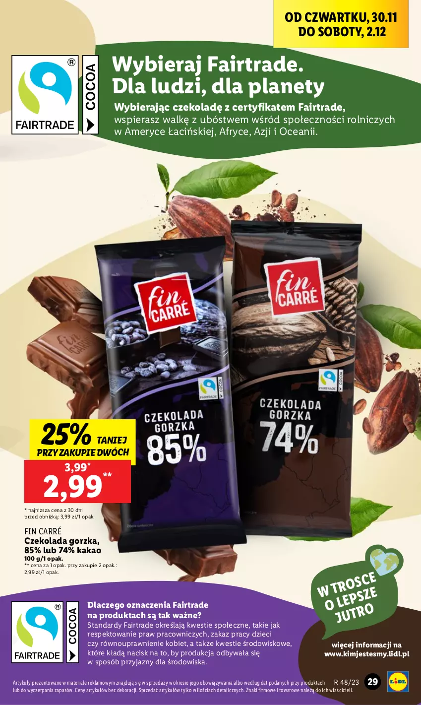 Gazetka promocyjna Lidl - GAZETKA - ważna 30.11 do 02.12.2023 - strona 31 - produkty: Czekolada, Czekolada gorzka, Dzieci, Fa, Kakao