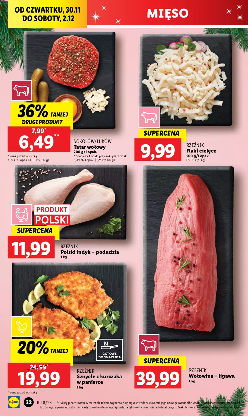 Gazetka promocyjna Lidl - GAZETKA - ważna 30.11 do 02.12.2023 - strona 34 - produkty: Flaki, Kurczak, Mięso, Sok, Sokołów, Tatar wołowy, Wołowina