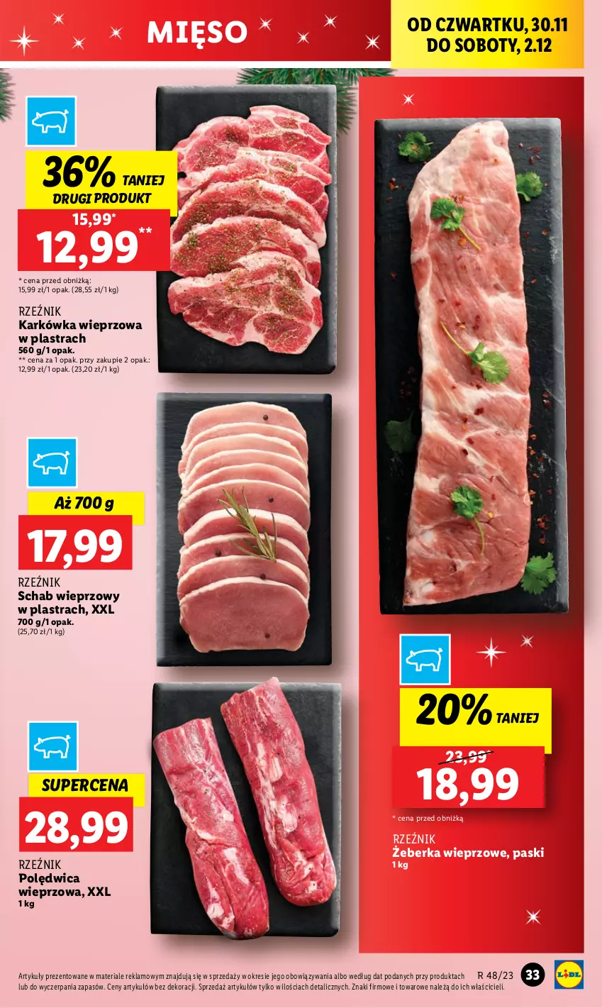 Gazetka promocyjna Lidl - GAZETKA - ważna 30.11 do 02.12.2023 - strona 35 - produkty: Karkówka wieprzowa, Mięso, Polędwica, Schab wieprzowy