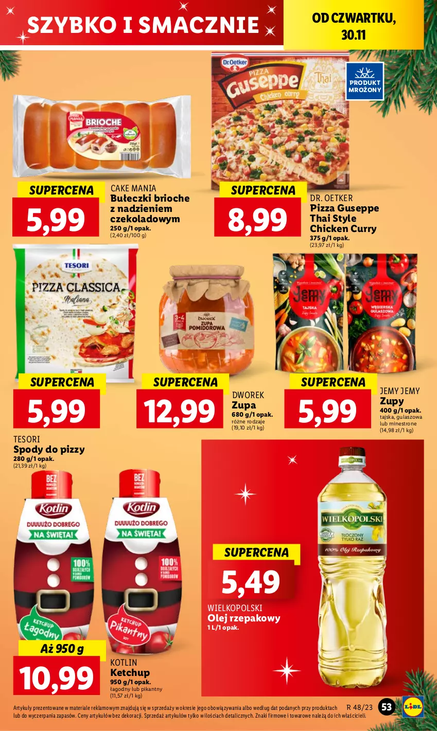 Gazetka promocyjna Lidl - GAZETKA - ważna 30.11 do 02.12.2023 - strona 55 - produkty: Bułeczki, Dr. Oetker, Ketchup, Kotlin, Olej, Olej rzepakowy, Pizza, Zupa