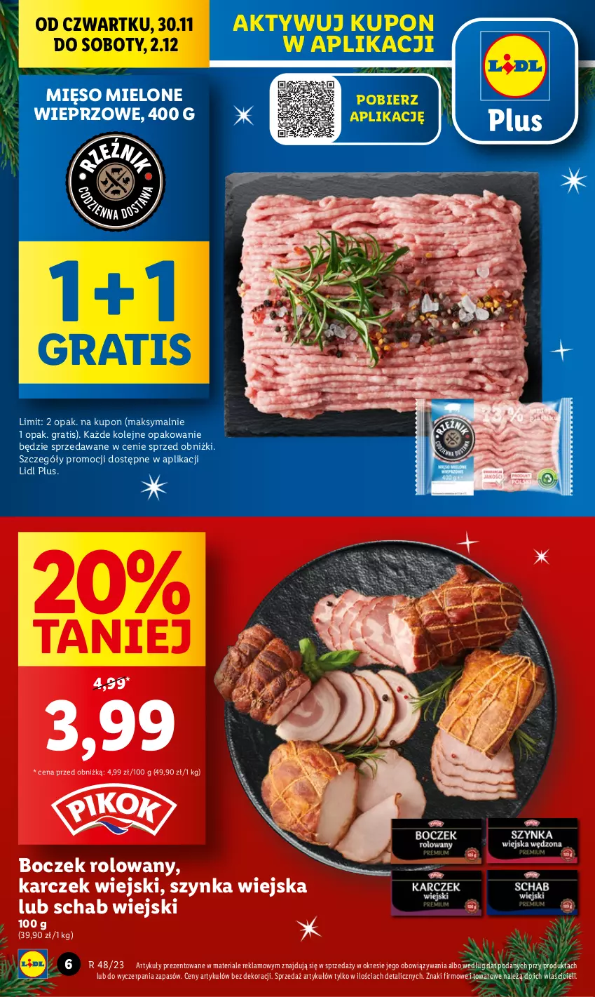 Gazetka promocyjna Lidl - GAZETKA - ważna 30.11 do 02.12.2023 - strona 6 - produkty: Boczek, Gra, Mięso, Mięso mielone, Olej, Szynka