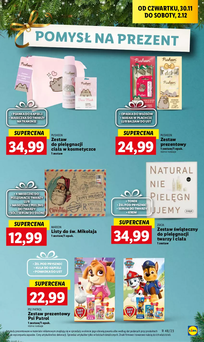 Gazetka promocyjna Lidl - GAZETKA - ważna 30.11 do 02.12.2023 - strona 65 - produkty: Balsam do ust, Kula do kąpieli, Maska, Maska w płachcie, Opaska, Opaska do włosów, Peeling, Psi Patrol, Rum, Ser, Serum, Serum do twarzy, Sól, Tonik, Zestaw prezentowy, Ziaja