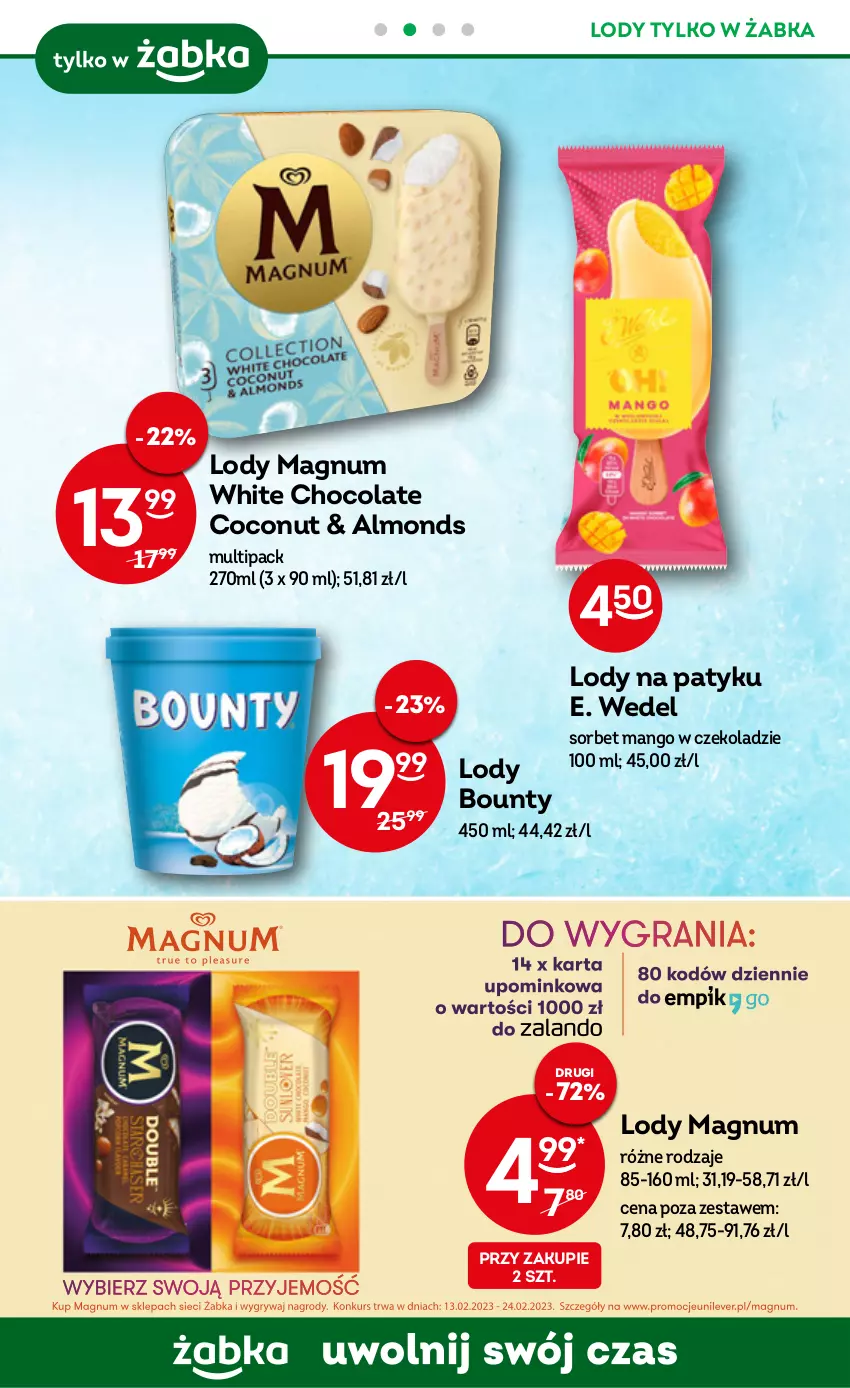 Gazetka promocyjna Żabka - ważna 22.02 do 28.02.2023 - strona 31 - produkty: Bounty, E. Wedel, Lody, Mango