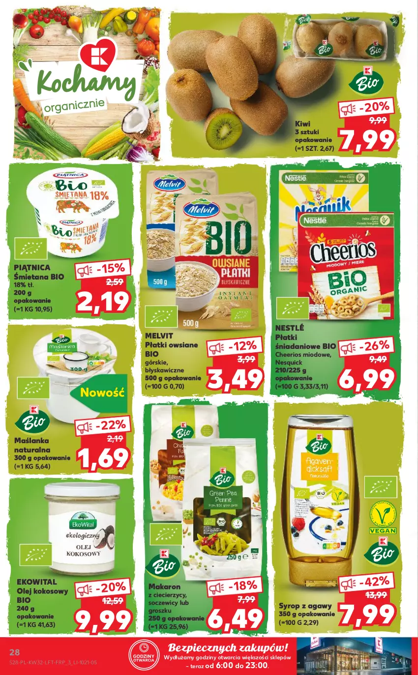 Gazetka promocyjna Kaufland - OFERTA TYGODNIA - ważna 12.08 do 18.08.2021 - strona 28 - produkty: Cheerios, Danio, Kiwi, Kokos, Makaron, Maślanka, Melvit, Nestlé, Olej, Olej kokosowy, Piątnica, Piec, Płatki owsiane, Syrop, Tera