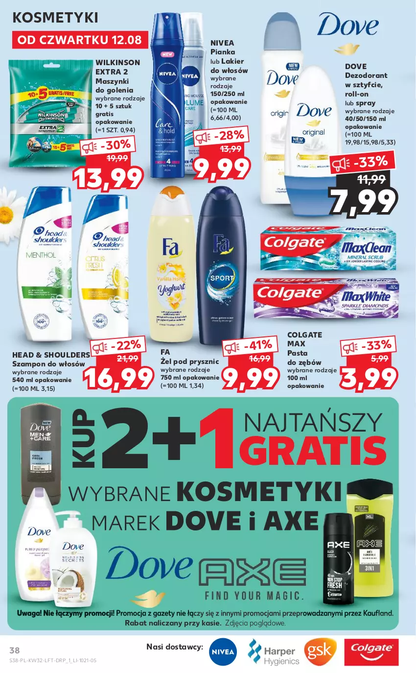 Gazetka promocyjna Kaufland - OFERTA TYGODNIA - ważna 12.08 do 18.08.2021 - strona 38 - produkty: Colgate, Dezodorant, Dove, Fa, Gra, Lakier, Lakier do włosów, LG, Nivea, Pasta do zębów, Szampon, Waga