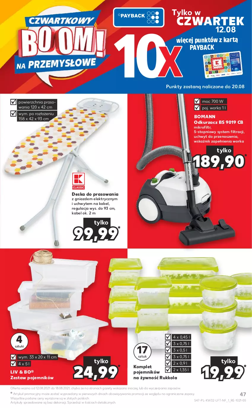 Gazetka promocyjna Kaufland - OFERTA TYGODNIA - ważna 12.08 do 18.08.2021 - strona 47 - produkty: Deska do prasowania, Gra, Odkurzacz, Orka, Pojemnik, Top