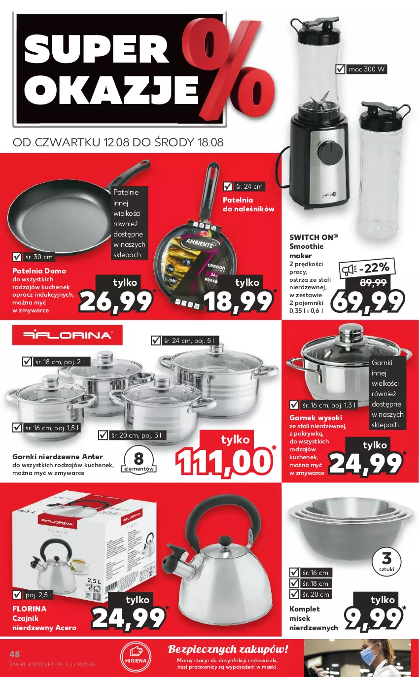 Gazetka promocyjna Kaufland - OFERTA TYGODNIA - ważna 12.08 do 18.08.2021 - strona 48 - produkty: Acer, Czajnik, Garnek, Patelnia, Piec, Pojemnik, Smoothie, Sok