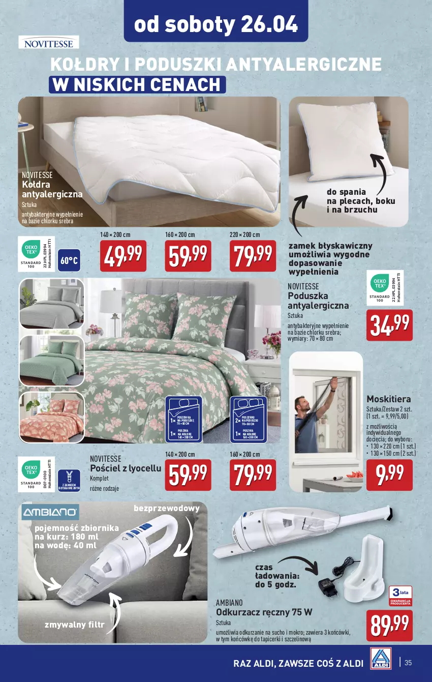 Gazetka promocyjna Aldi - Pełna oferta - ważna 22.04 do 27.04.2025 - strona 35 - produkty: HP, Kołdra, Odkurzacz, Poduszka, Pościel, Poszewka