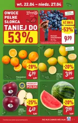 Gazetka promocyjna Aldi - Pełna oferta - Gazetka - ważna od 27.04 do 27.04.2025 - strona 3 - produkty: Cytryny, Pomarańcze, Owoce, Arbuz, Jabłka