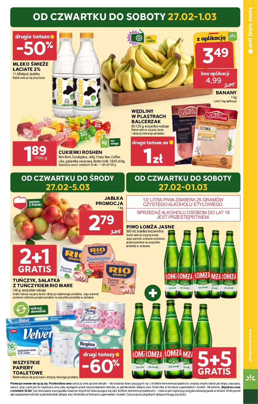 Gazetka promocyjna Stokrotka - Market - ważna 26.02 do 05.03.2025 - strona 3 - produkty: Banany, Cukier, Cukierki, Gala, Galaretka, Gra, Jabłka, Mięso, Mleko, Owoce, Papier, Piwa, Piwo, Por, Rio Mare, Sałat, Sałatka, Tuńczyk, Warzywa