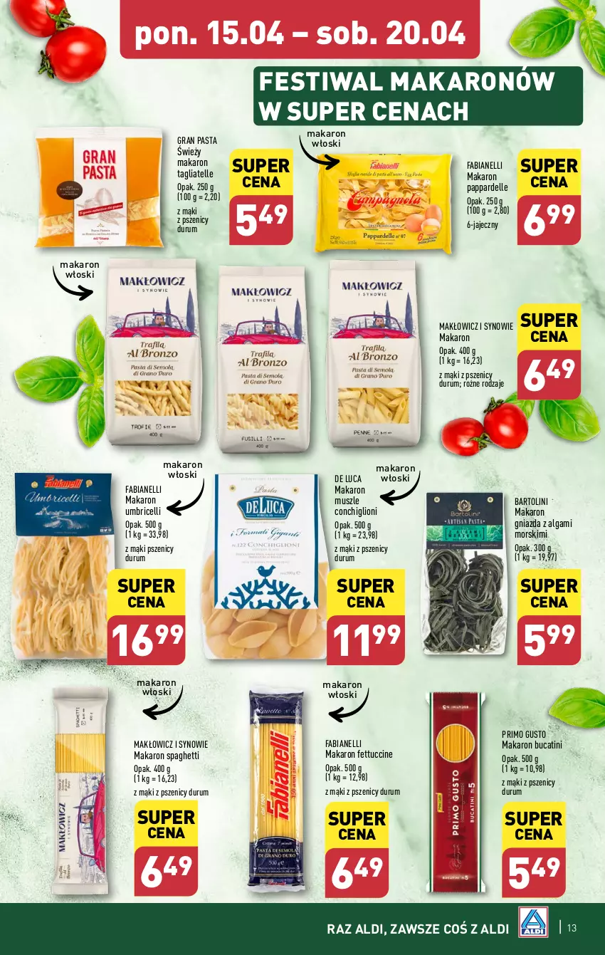 Gazetka promocyjna Aldi - Pełna oferta - ważna 15.04 do 20.04.2024 - strona 13 - produkty: Dell, Fa, Gra, LG, Lion, Makaron, Mus, Rum, Spaghetti, Tagliatelle