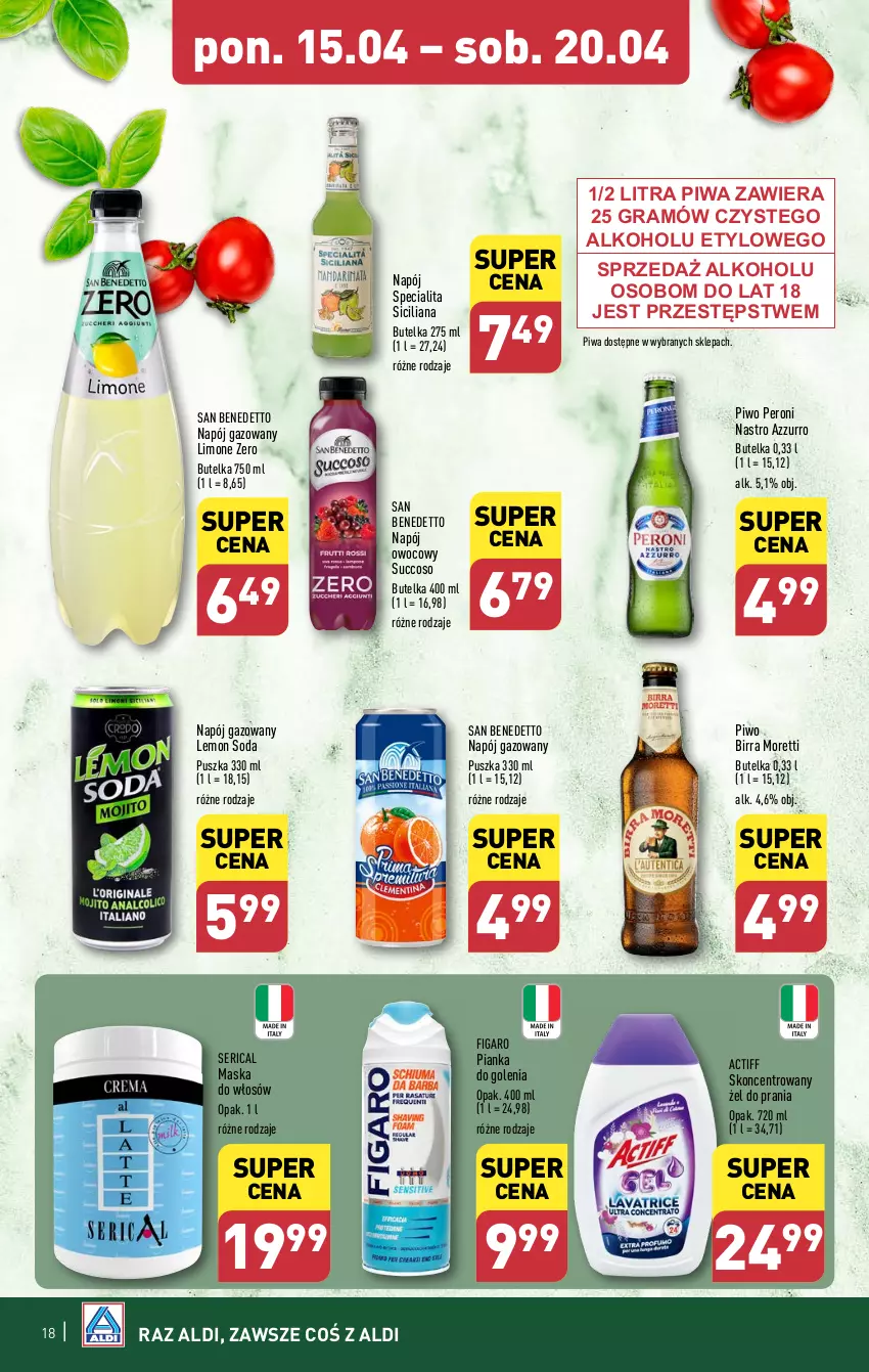 Gazetka promocyjna Aldi - Pełna oferta - ważna 15.04 do 20.04.2024 - strona 18 - produkty: Gra, Maska, Maska do włosów, Napój, Napój gazowany, Pianka do golenia, Piwa, Piwo, Ser