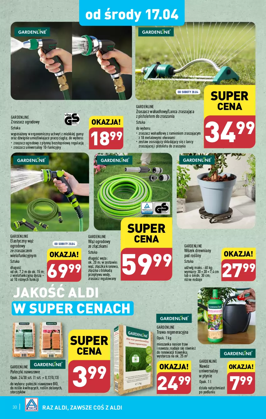 Gazetka promocyjna Aldi - Pełna oferta - ważna 15.04 do 20.04.2024 - strona 30 - produkty: Dźwig, Nawóz, Pistolet, Storczyk, Top, Wózek