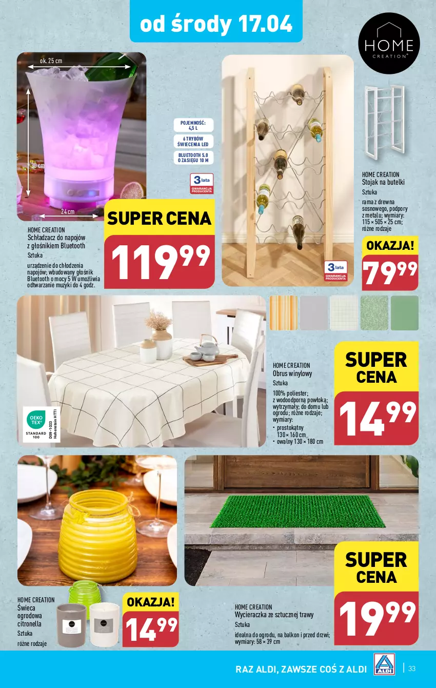 Gazetka promocyjna Aldi - Pełna oferta - ważna 15.04 do 20.04.2024 - strona 33 - produkty: Drzwi, Głośnik, Głośnik bluetooth, Obrus, Por, Rama, Sos, Stojak, Wycieraczka