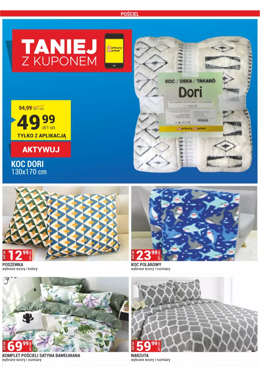 Gazetka promocyjna Merkury Market - Bielsko-Biała, Cieszyn, Jarosław, Kielce, Krosno, Ładna, Mielec, Nowy Sącz, Rybnik, Szaflary, Zamość - ważna 01.10 do 31.10.2021 - strona 18 - produkty: Koc, Komplet pościeli, Narzuta, Pościel, Poszewka