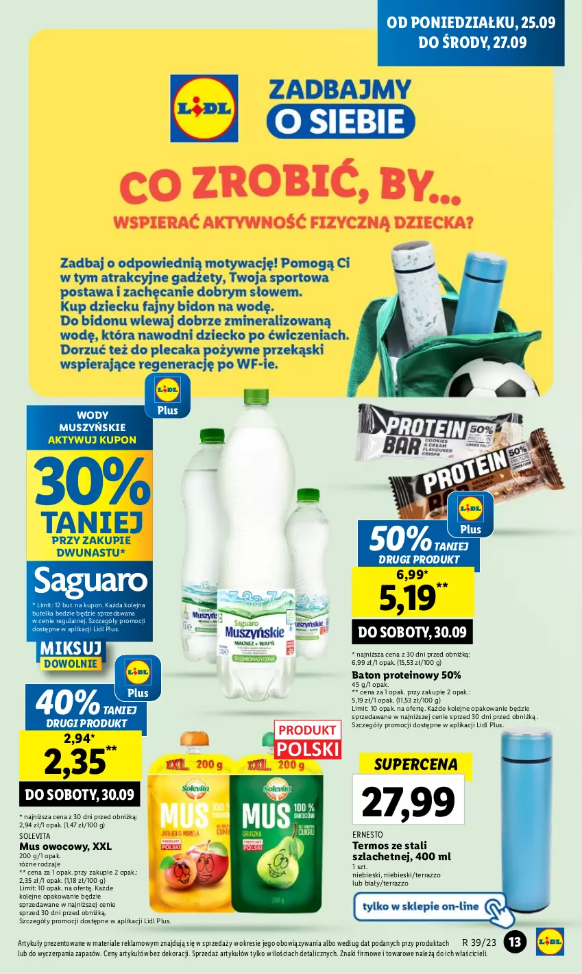 Gazetka promocyjna Lidl - GAZETKA - ważna 25.09 do 27.09.2023 - strona 23 - produkty: Baton, Mus, Olej, Termos