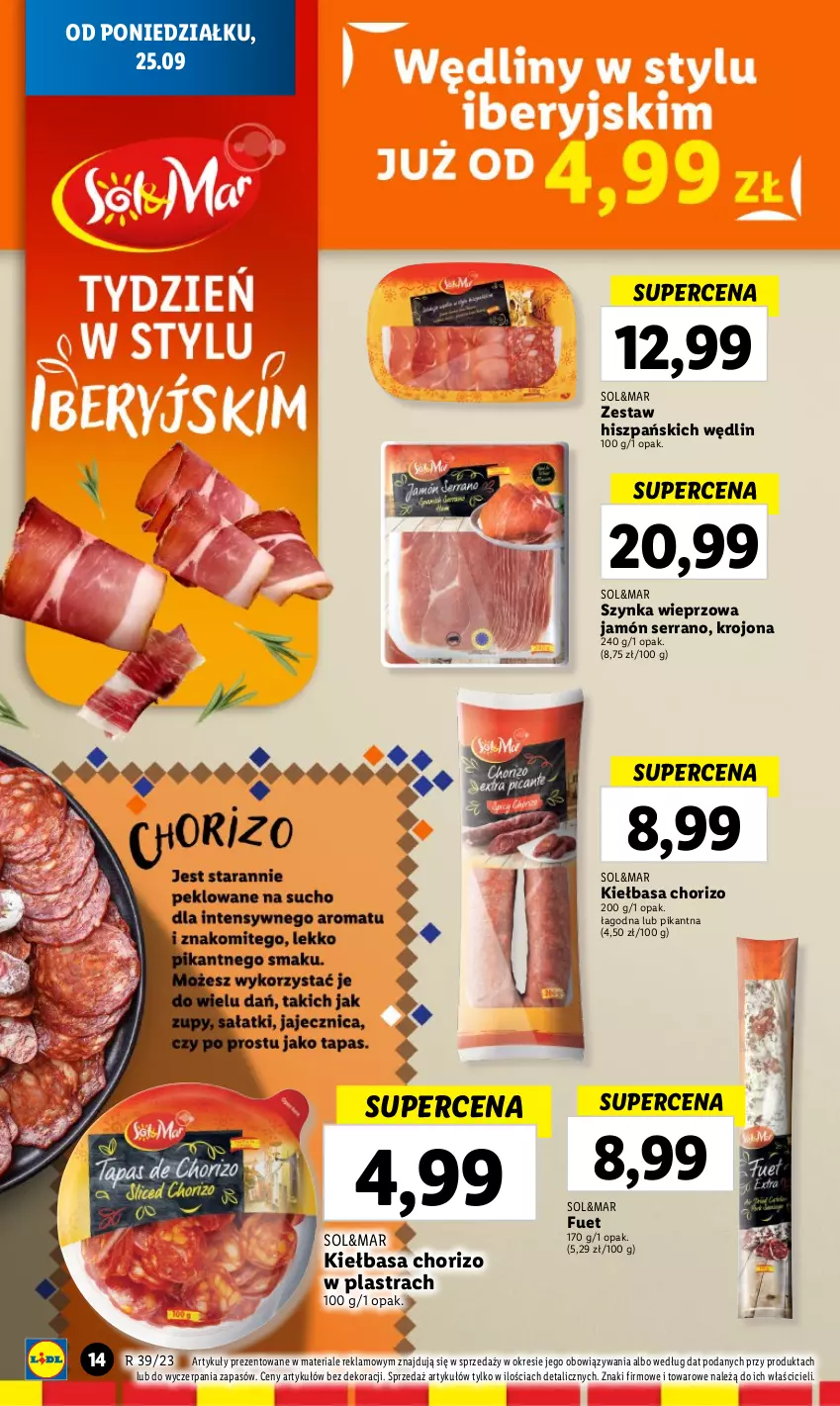 Gazetka promocyjna Lidl - GAZETKA - ważna 25.09 do 27.09.2023 - strona 24 - produkty: Jamón serrano, Kiełbasa, Ser, Szynka, Szynka wieprzowa