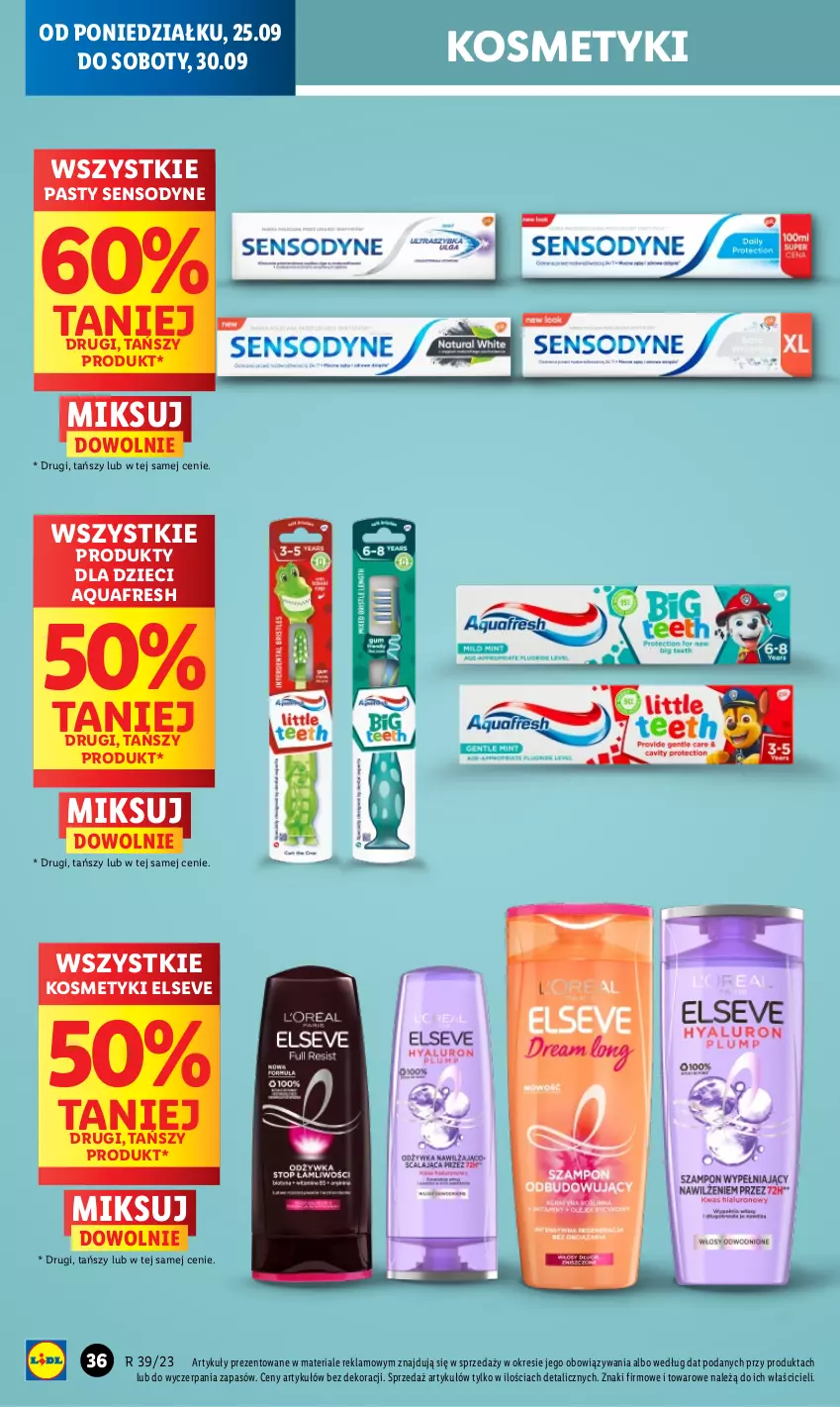 Gazetka promocyjna Lidl - GAZETKA - ważna 25.09 do 27.09.2023 - strona 46 - produkty: Aquafresh, Dzieci, Elseve, Sensodyne