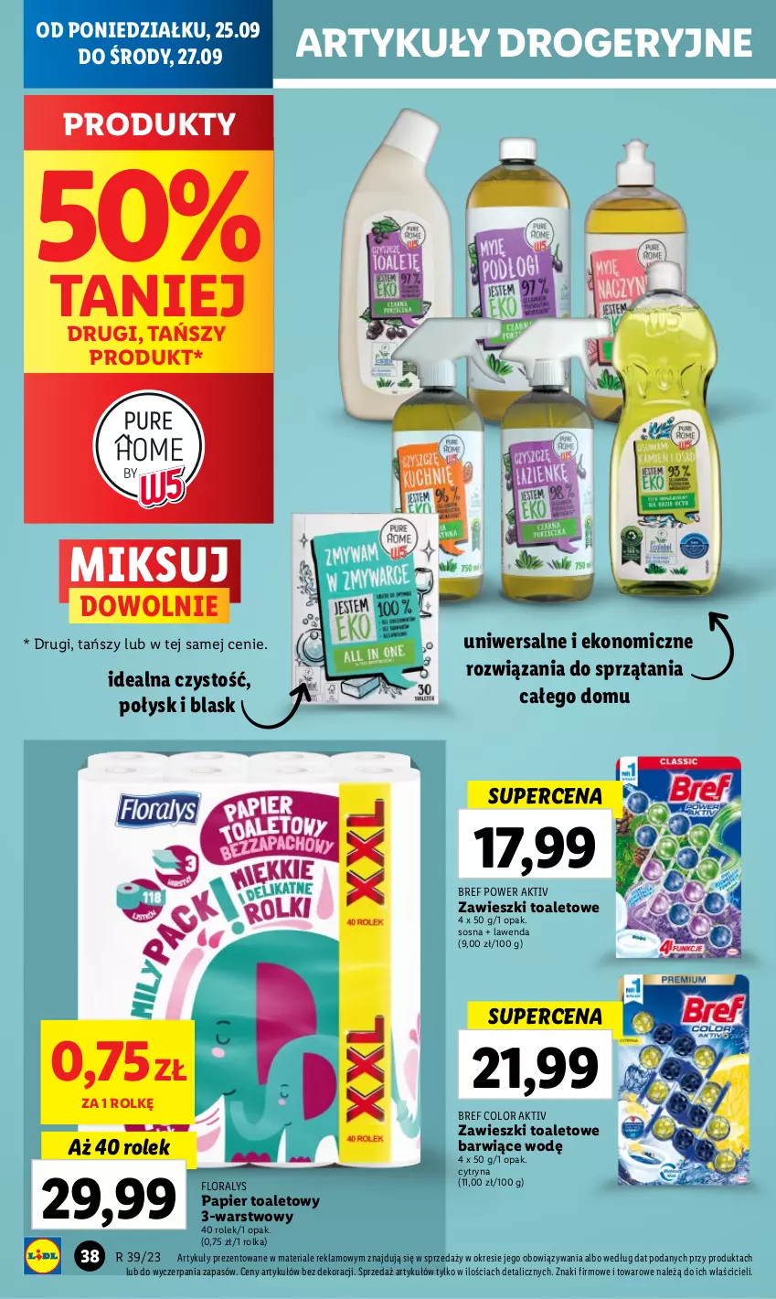 Gazetka promocyjna Lidl - GAZETKA - ważna 25.09 do 27.09.2023 - strona 48 - produkty: Bref, Flora, Papier, Papier toaletowy, Sos, Zawieszki