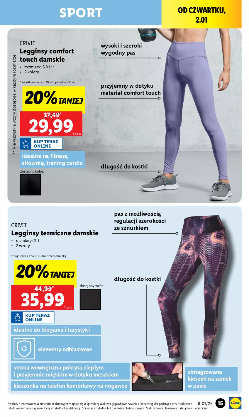 Gazetka promocyjna Lidl - GAZETKA - ważna 30.12.2024 do 04.01.2025 - strona 15 - produkty: Gin, Legginsy, Por, Sok, Sport, Telefon