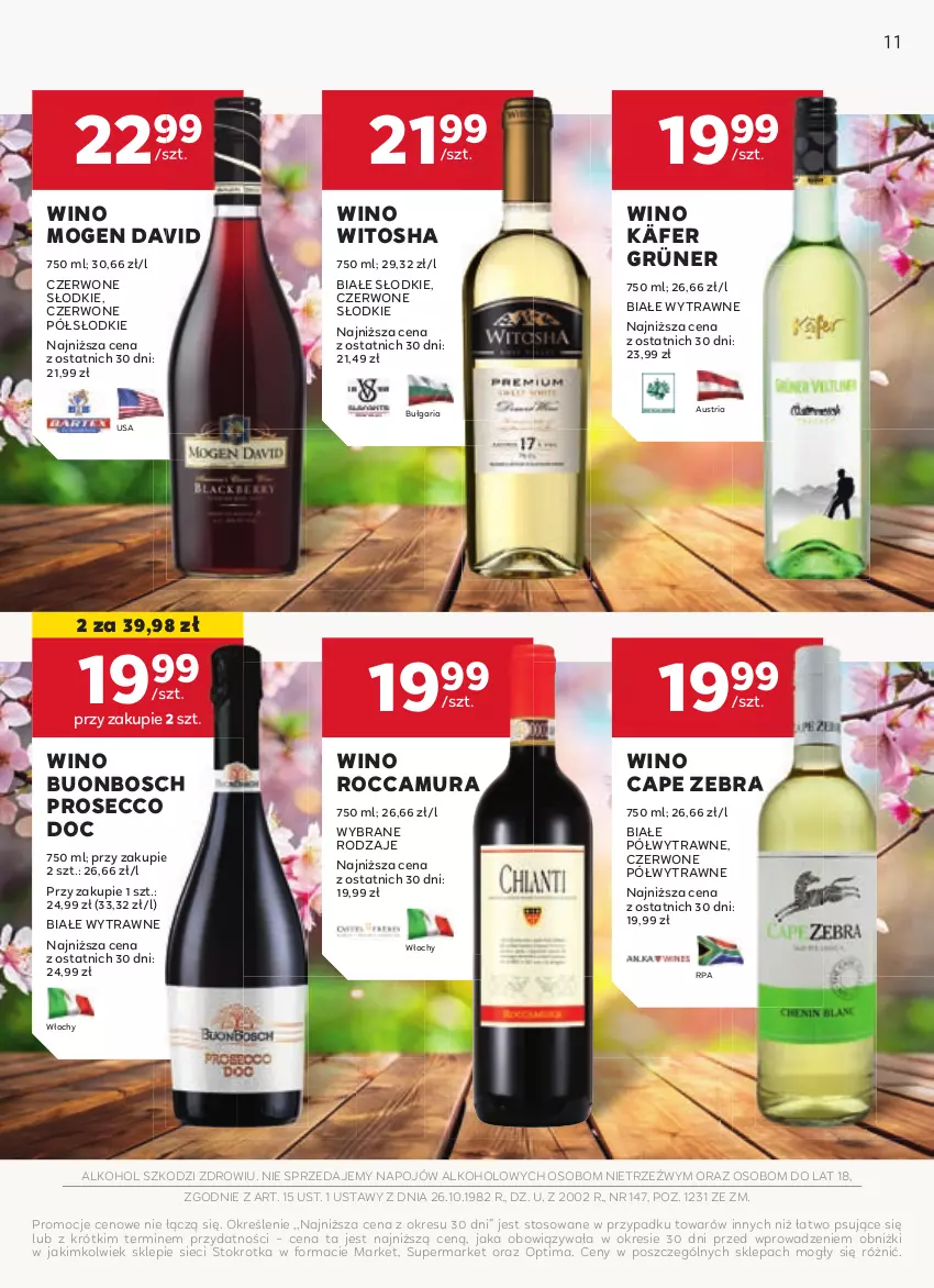 Gazetka promocyjna Stokrotka - W dobrym Smaku - ważna 27.02 do 26.03.2025 - strona 11 - produkty: Bosch, Mogen David, Optima, Prosecco, Wino