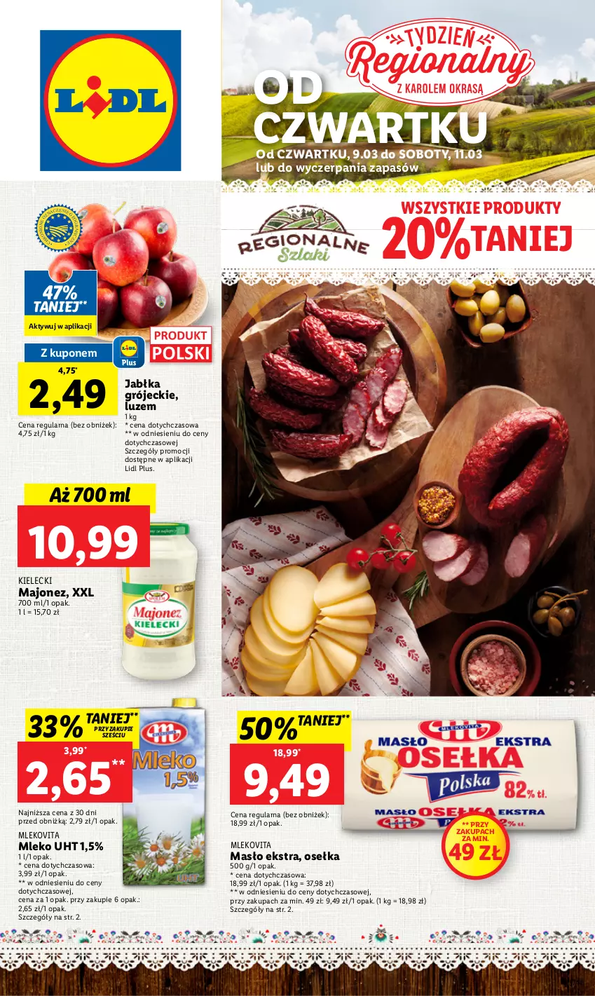 Gazetka promocyjna Lidl - GAZETKA - ważna 09.03 do 11.03.2023 - strona 1 - produkty: Jabłka, Majonez, Masło, Mleko, Mlekovita