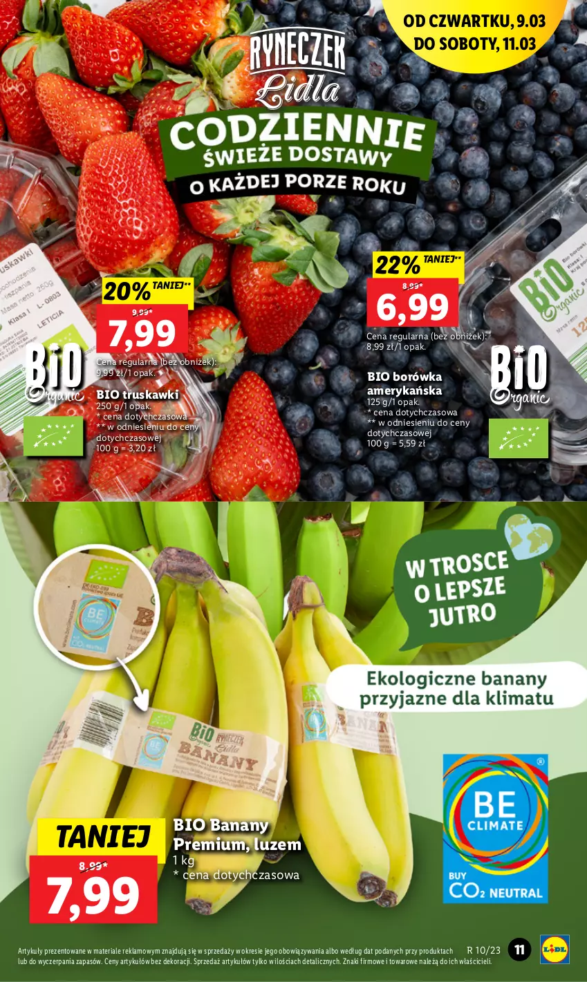 Gazetka promocyjna Lidl - GAZETKA - ważna 09.03 do 11.03.2023 - strona 11 - produkty: Banany, Borówka, Borówka amerykańska, Truskawki