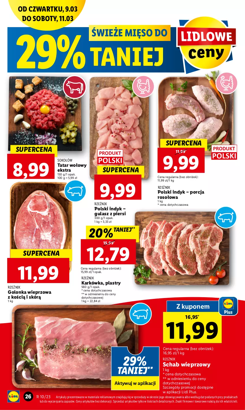 Gazetka promocyjna Lidl - GAZETKA - ważna 09.03 do 11.03.2023 - strona 28 - produkty: Golonka wieprzowa, Mięso, Por, Schab wieprzowy, Sok, Sokołów, Tatar wołowy