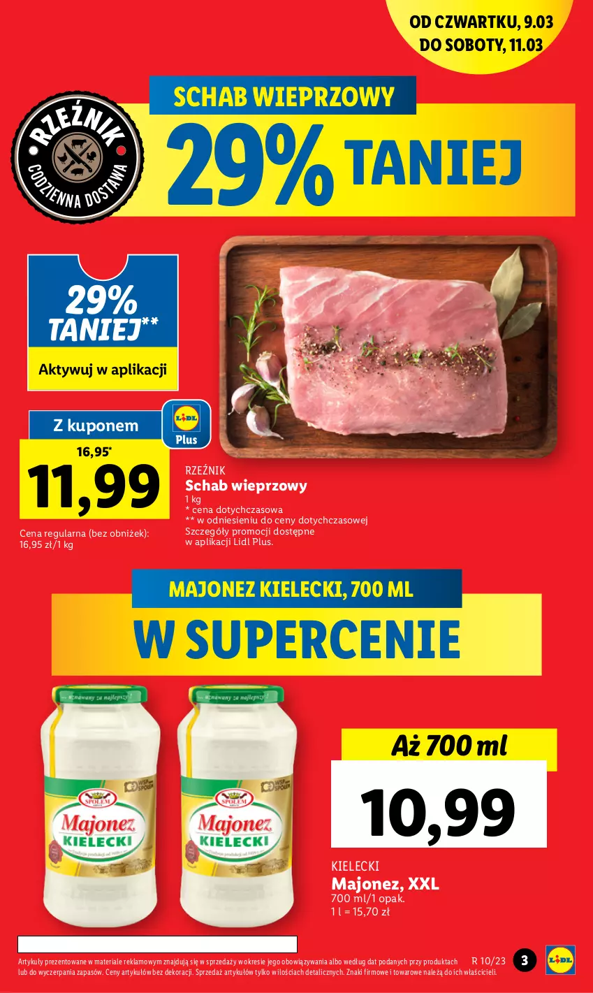 Gazetka promocyjna Lidl - GAZETKA - ważna 09.03 do 11.03.2023 - strona 3 - produkty: Majonez, Schab wieprzowy