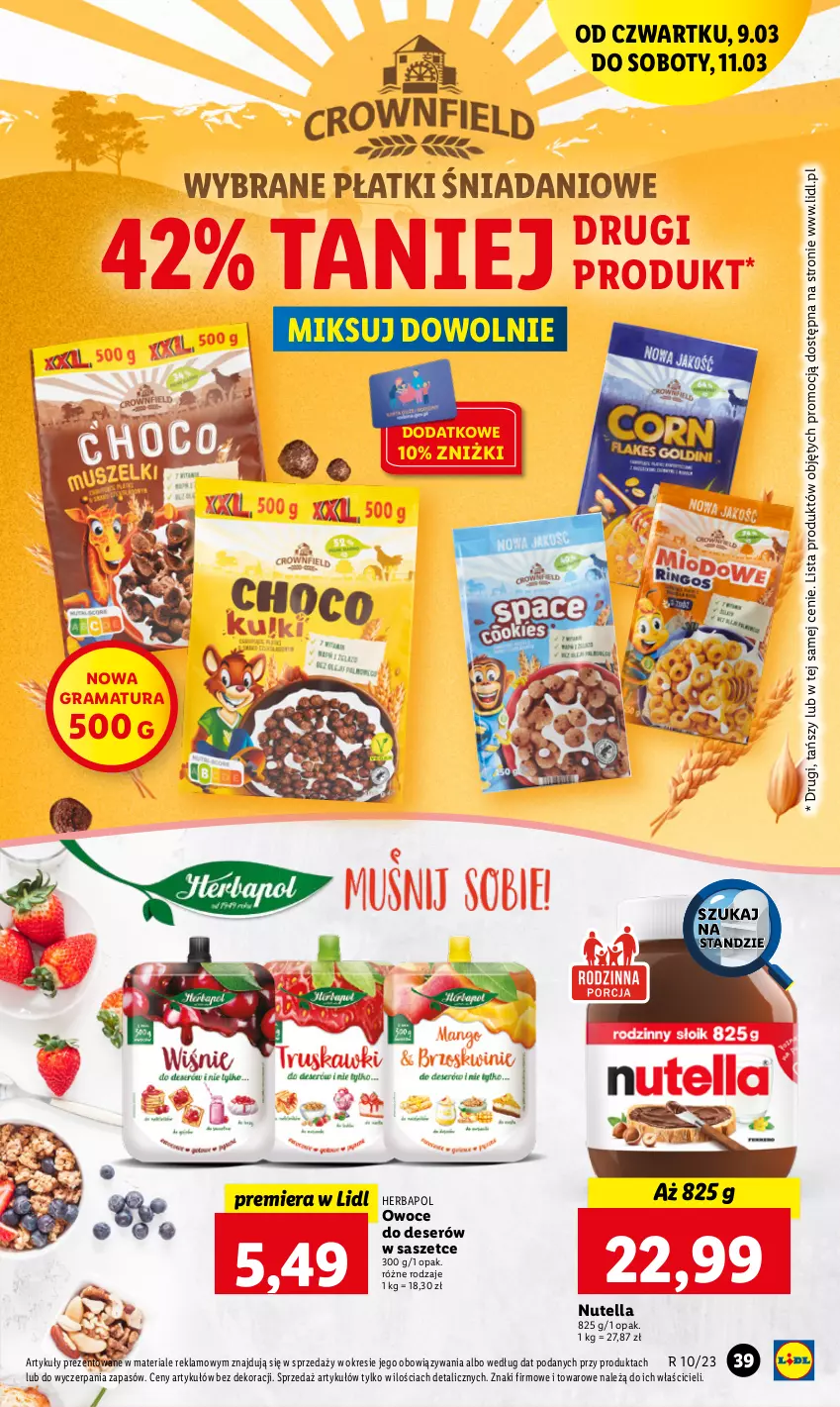 Gazetka promocyjna Lidl - GAZETKA - ważna 09.03 do 11.03.2023 - strona 43 - produkty: Danio, Deser, Gra, Herbapol, Nutella, Owoce, Rama, Ser