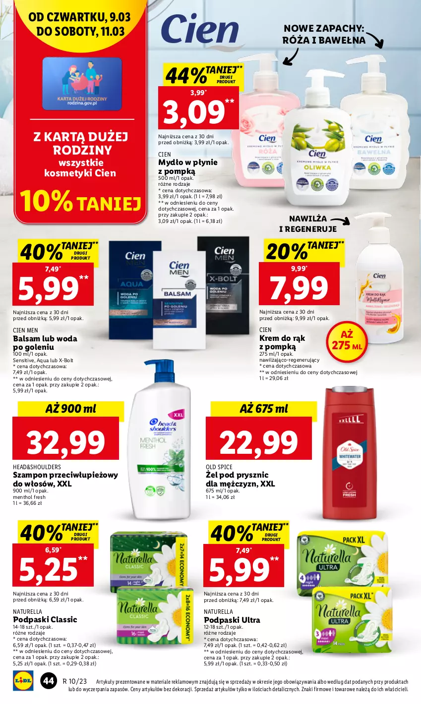 Gazetka promocyjna Lidl - GAZETKA - ważna 09.03 do 11.03.2023 - strona 50 - produkty: Krem do rąk, Mydło, Mydło w płynie, Naturell, Naturella, Old Spice, Podpaski, Róża, Szampon, Wełna, Woda, Woda po goleniu