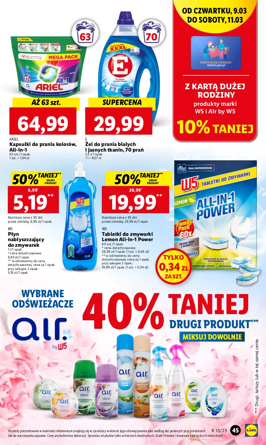 Gazetka promocyjna Lidl - GAZETKA - ważna 09.03 do 11.03.2023 - strona 51 - produkty: Ariel, Kapsułki do prania, Płyn nabłyszczający, Tablet, Tabletki do zmywarki, Zmywarki