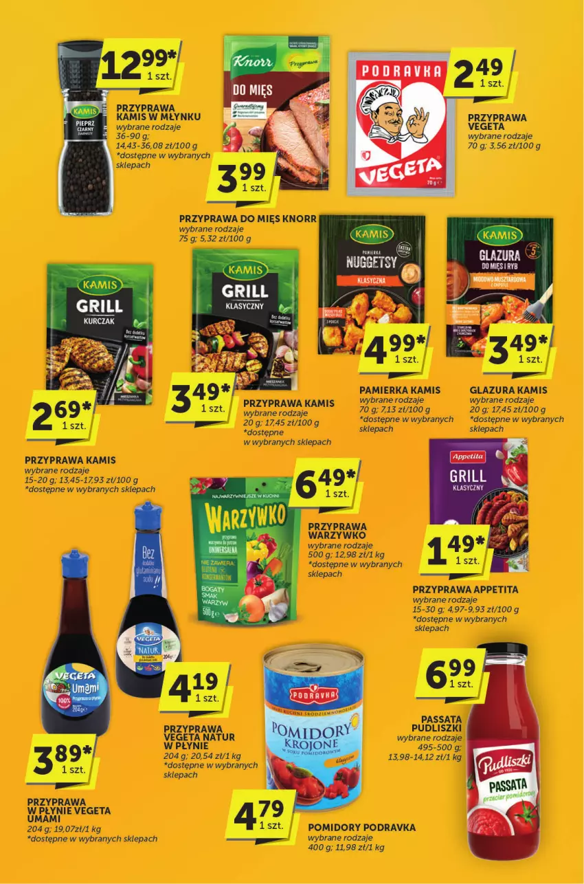 Gazetka promocyjna ABC - ważna 30.04 do 13.05.2025 - strona 15 - produkty: Glazura, Kamis, Knorr, Lazur, Podravka, Pomidory, Przyprawa w płynie, Pudliszki, Vegeta, Vegeta Natur