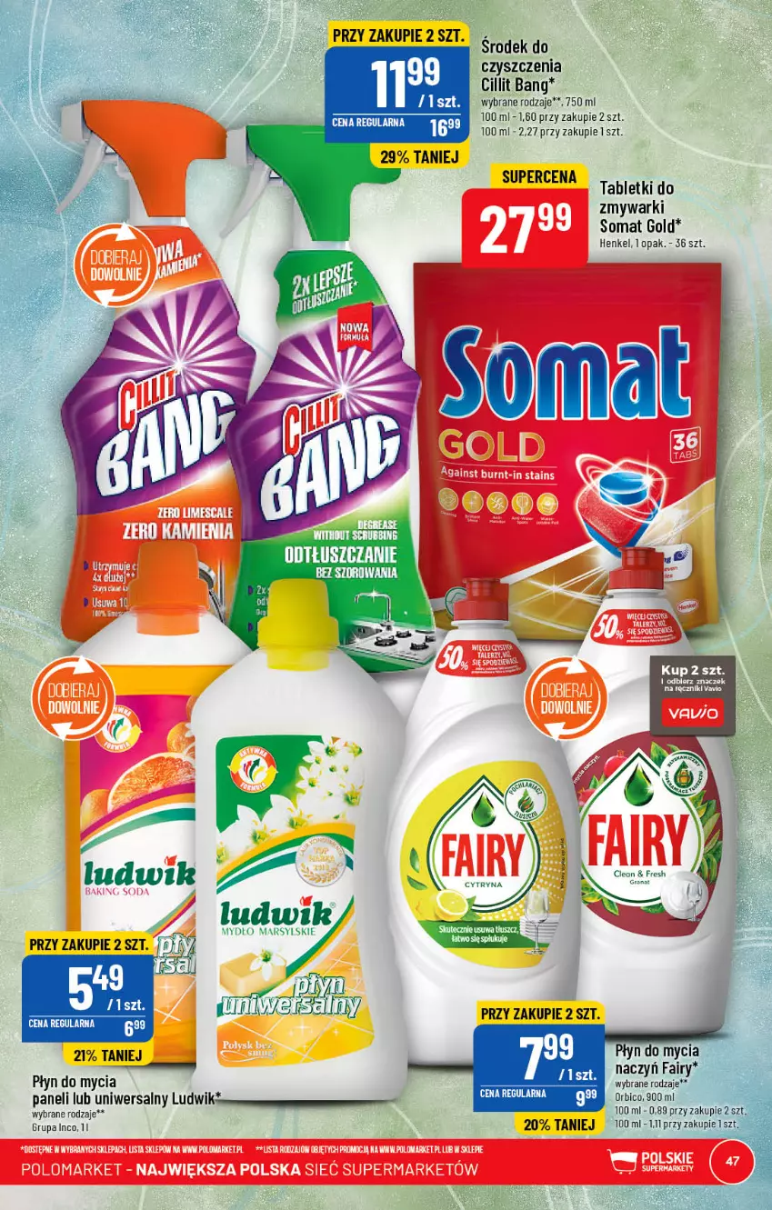 Gazetka promocyjna PoloMarket - Gazetka pomocyjna - ważna 01.03 do 07.03.2023 - strona 47 - produkty: Cillit Bang, Fa, Ludwik, Płyn do mycia, Somat, Somat gold, Zmywarki