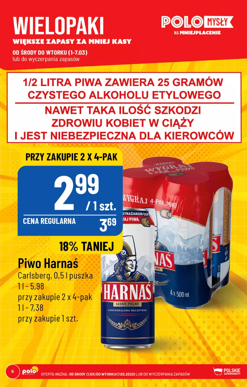 Gazetka promocyjna PoloMarket - Gazetka pomocyjna - ważna 01.03 do 07.03.2023 - strona 6 - produkty: Carlsberg, Harnaś, Piwo