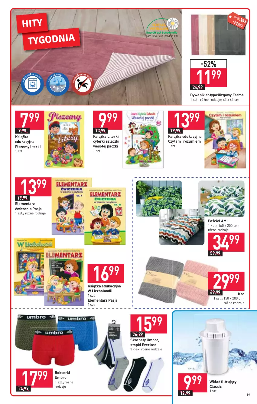 Gazetka promocyjna Stokrotka - Supermarket - ważna 04.03 do 10.03.2021 - strona 19 - produkty: Bokserki, Dywan, Dywanik, Karp, Koc, Książka, Pościel, Ser, Top, Wkład filtrujący