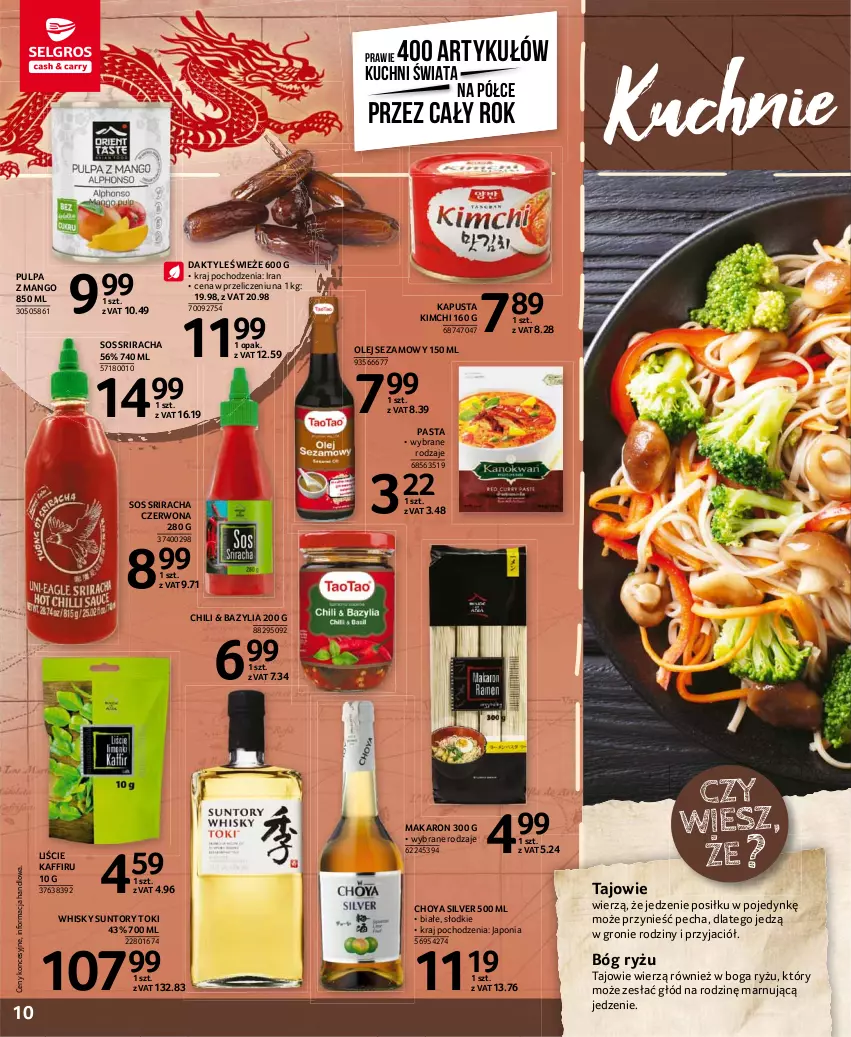 Gazetka promocyjna Selgros - Katalog Kuchnie Świata - ważna 08.03 do 04.08.2021 - strona 10 - produkty: Bazyl, Bazylia, Daktyle, Makaron, Mango, Olej, Olej sezamowy, Ryż, Sezam, Sos, Whisky