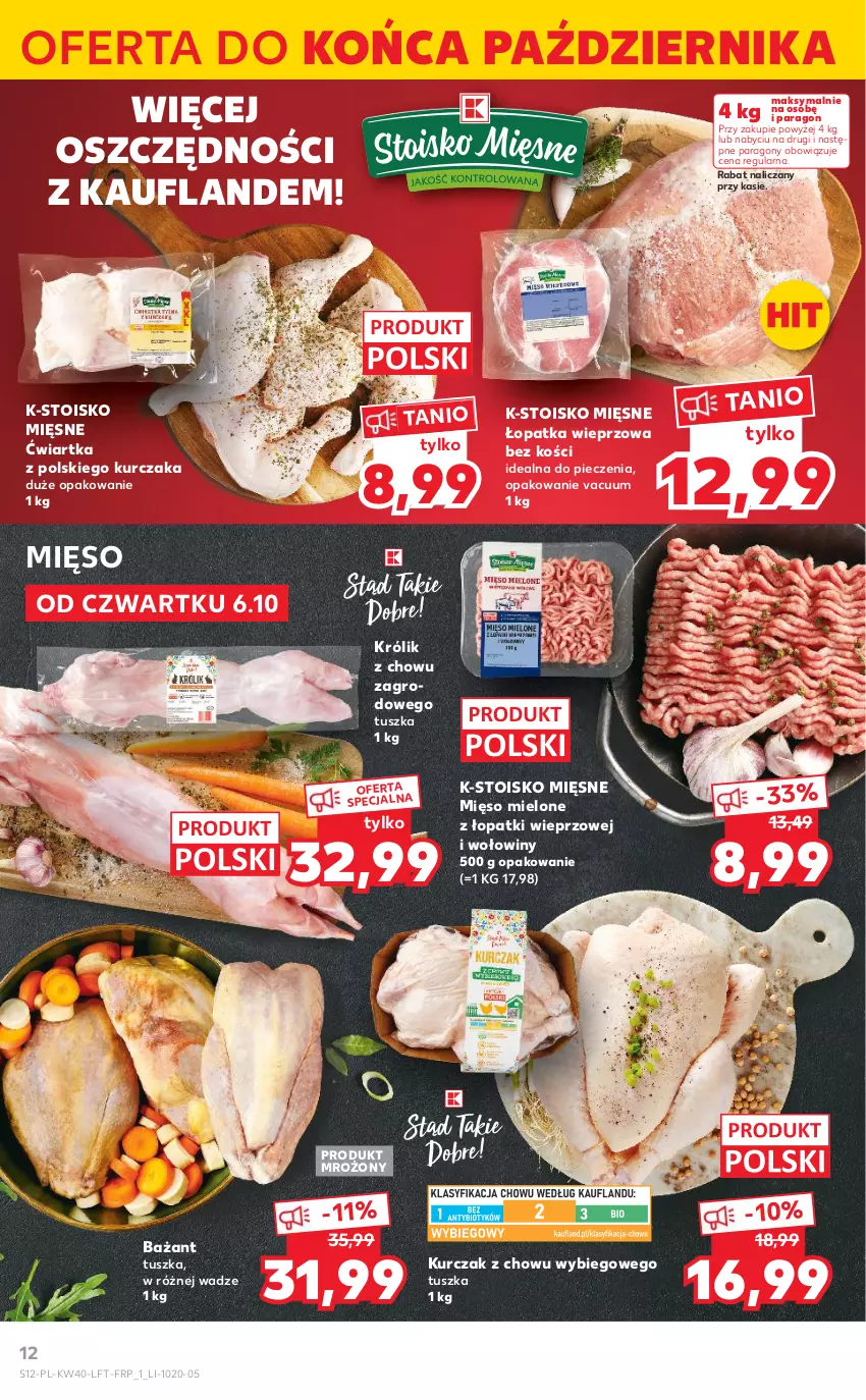 Gazetka promocyjna Kaufland - OFERTA TYGODNIA - ważna 06.10 do 12.10.2022 - strona 12 - produkty: Królik, Kurczak, Mięso, Mięso mielone, Mięso mielone z łopatki wieprzowej, Piec, Tusz